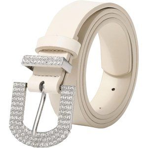 Rhinestone Buckle Belt for Women  PU Leather Plus Size Belts for Jeans and Dress